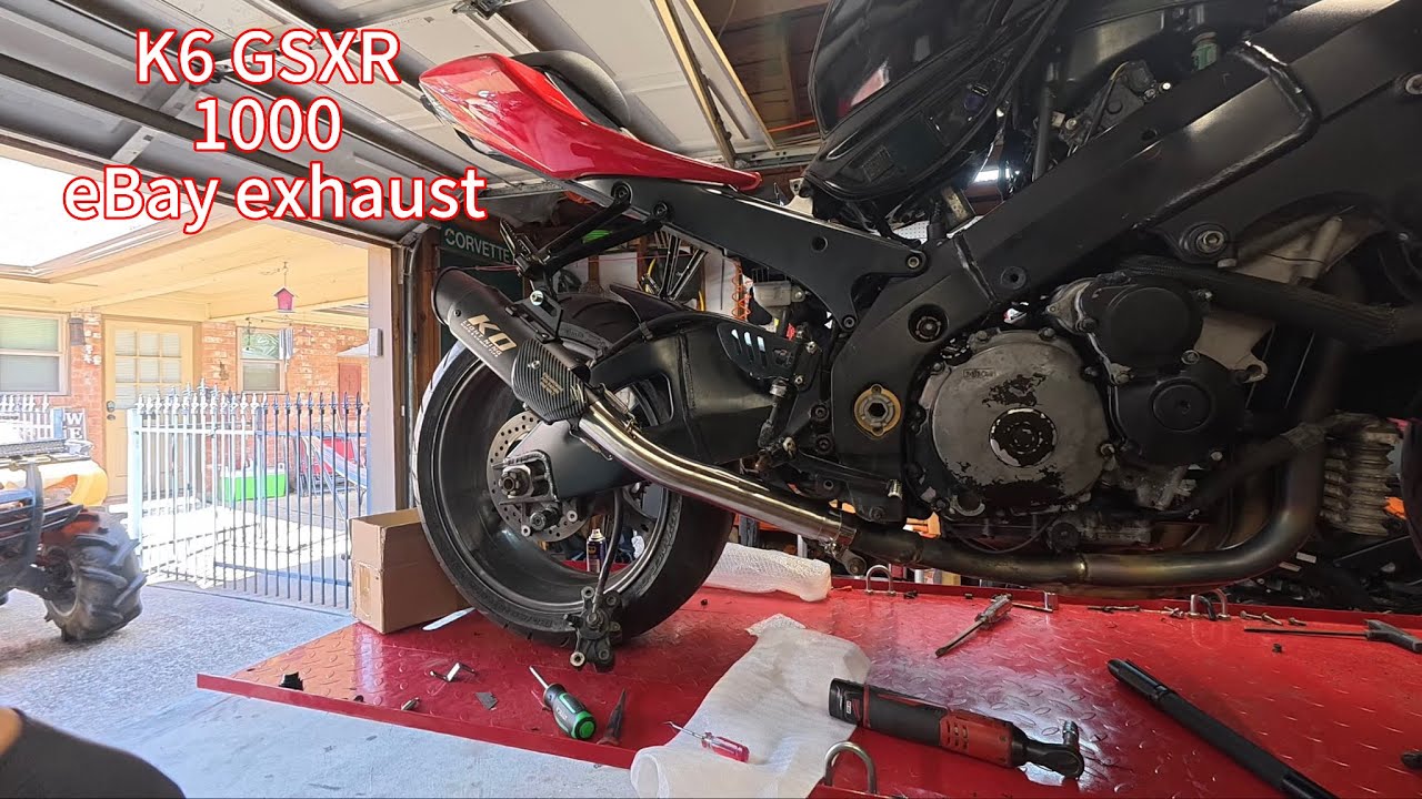 Installing an eBay exhaust on my project K6 GSXR 1000 and final leak check