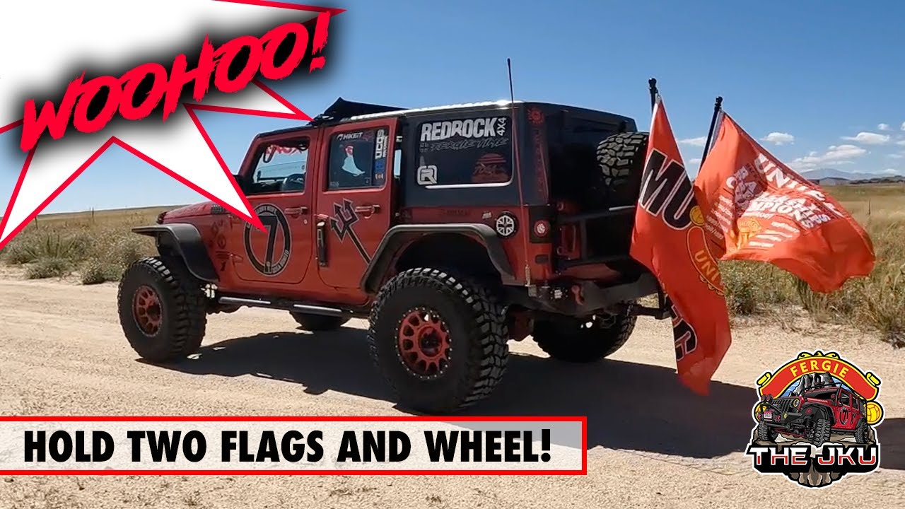 Perfect Jeep Flag pole mount for Big wheels