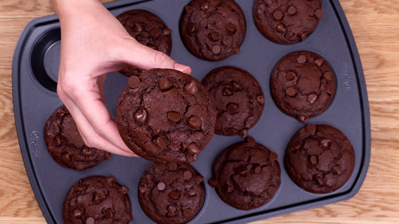 Easy Double Chocolate Muffins (Super Moist!)