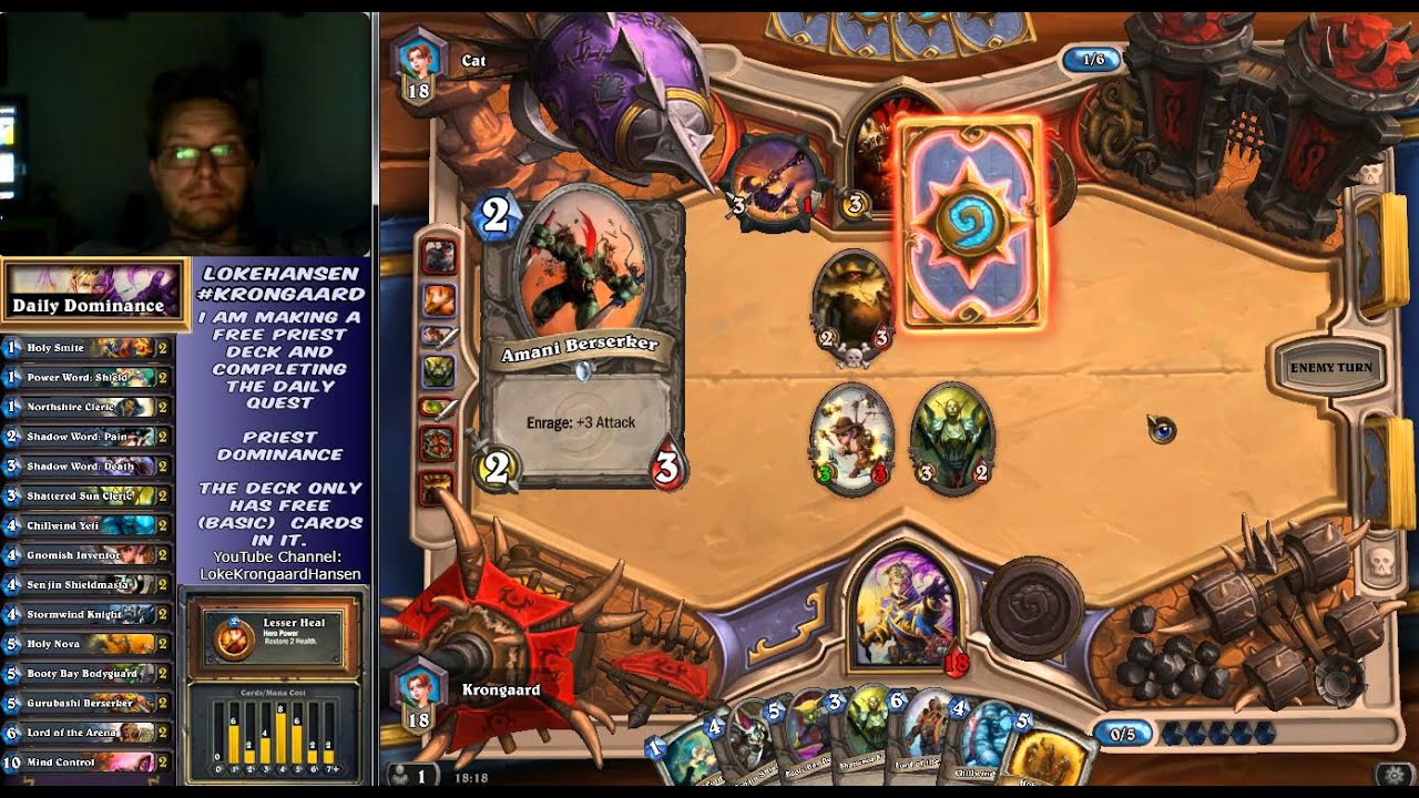 LokeHansen Plays Hearthstone | Priest Dominance Basic Deck #5 (No Voice Comments)
