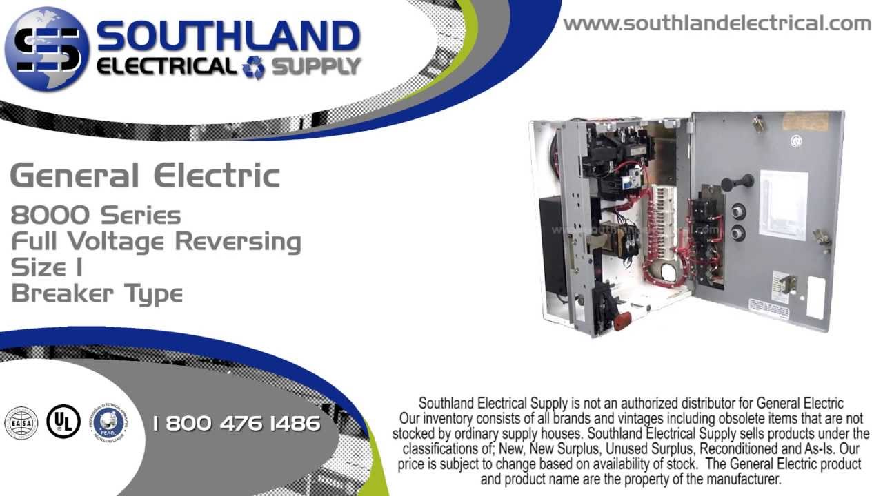 General Electric 8000 Series Full Voltage Reversing Size 1 Breaker Motor Control Center Bucket