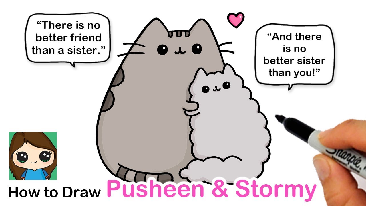 How to Draw Pusheen and Stormy ❤️Best Friends Hugging