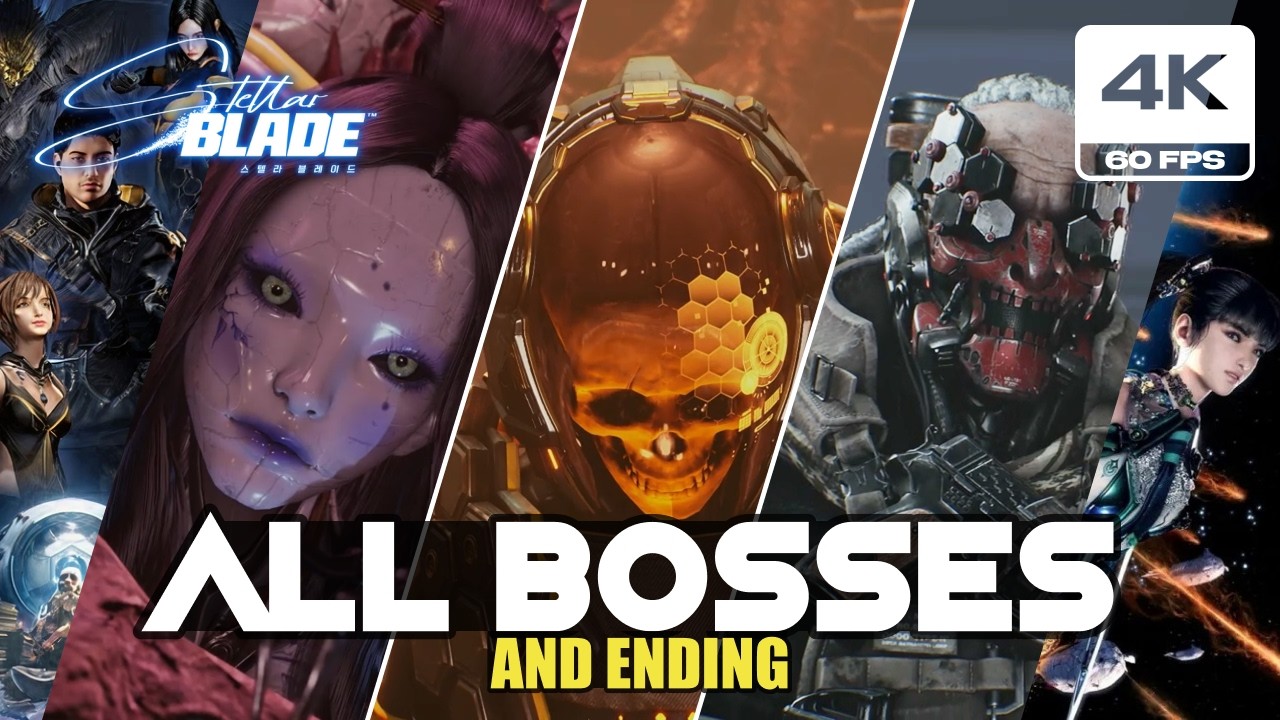 Stellar Blade - All Bosses Fight and Endings (4K 60FPS)