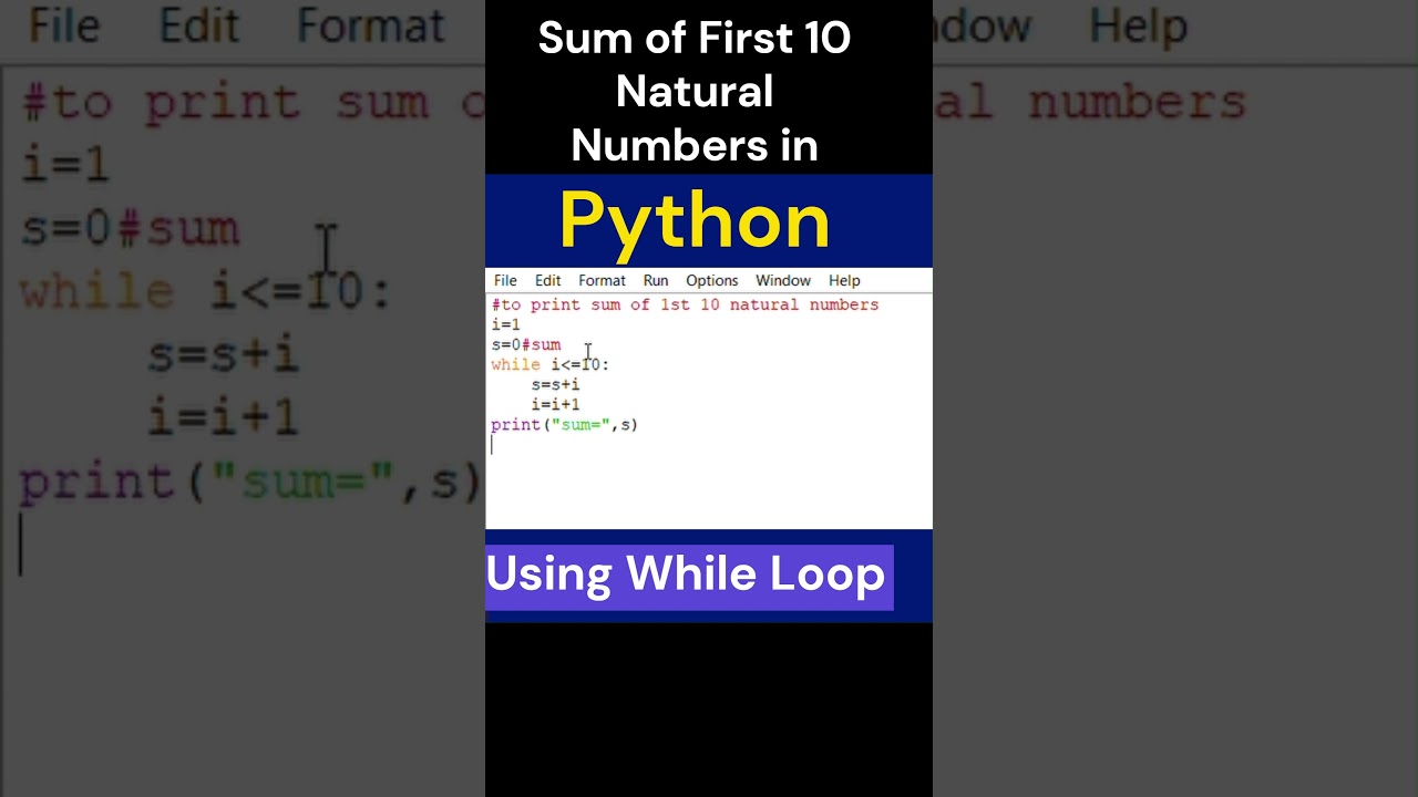 Python Program to Find Sum of 1 to 10 | While Loop Example 🔢 #excellenttutorial #pythonforbeginners