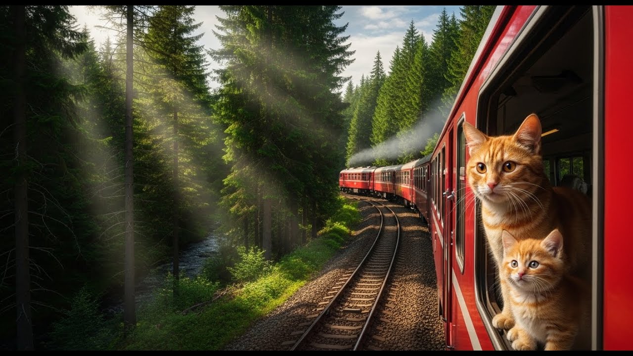 Mama Cat and Kitten First Mountain Train Adventure | Heartwarming Family Story