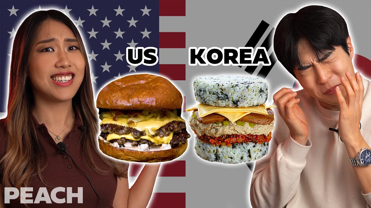 Koreans React To Burgers In The US vs KOREA! | Peach Korea