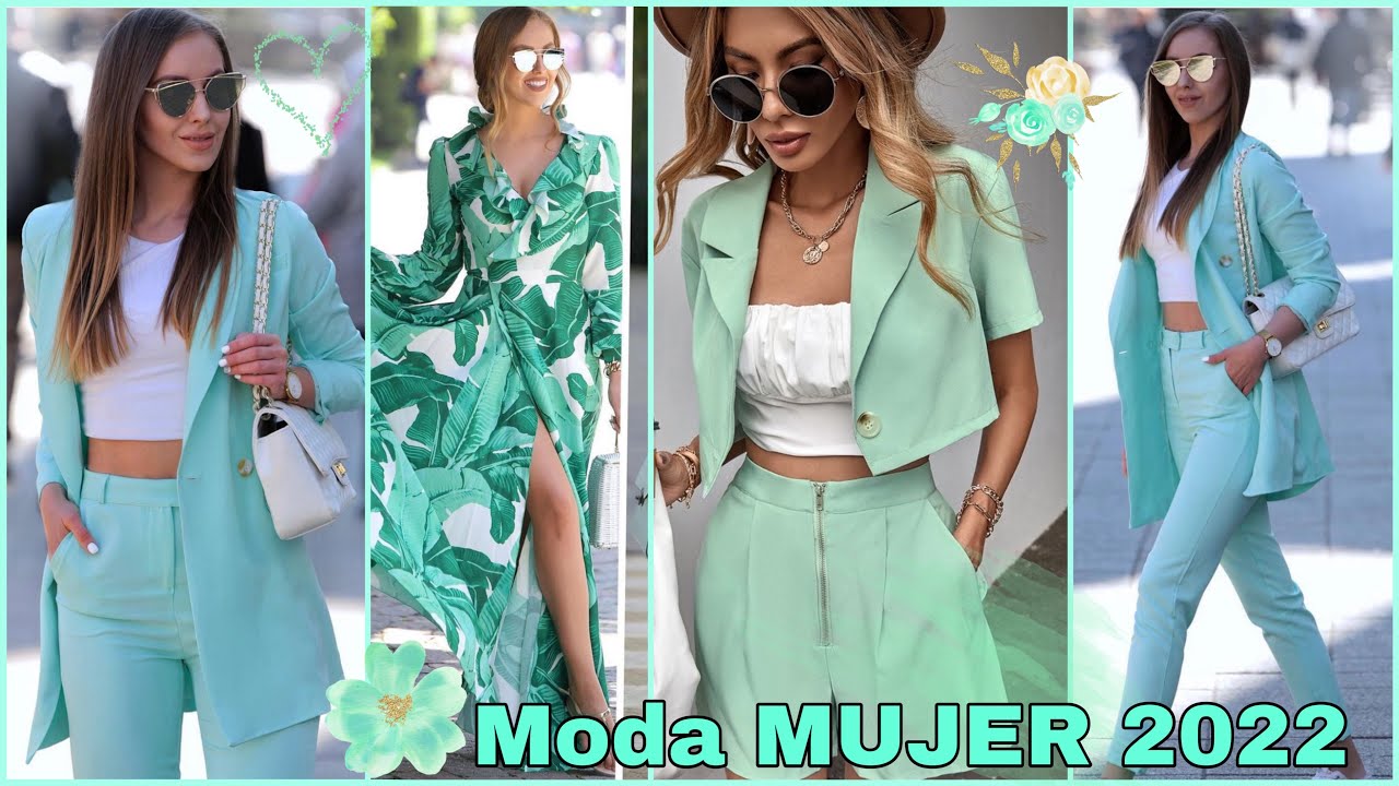 MODA 2022 MUJER BELLAS IDEAS COLOR MENTA COMBINA EL COLOR VERDE  MODA 2022 MUJER TENDENCIAS 22/23