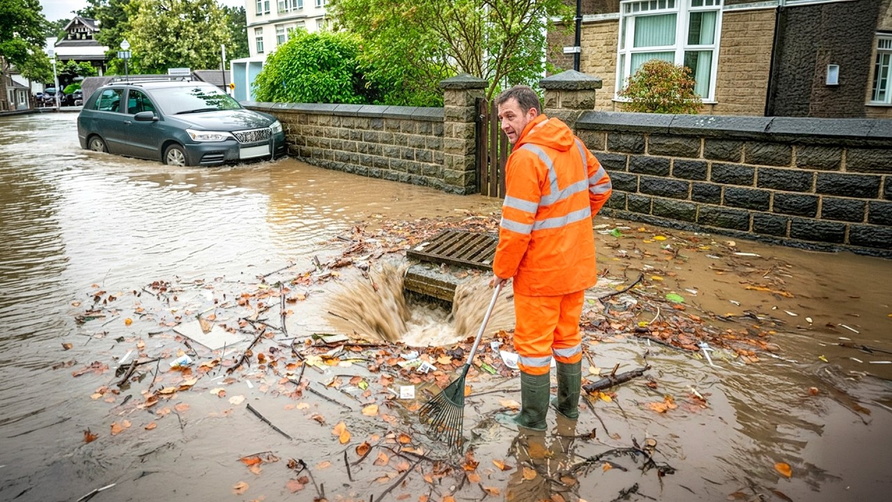 Huge Water Release After Clearing a Storm Drain