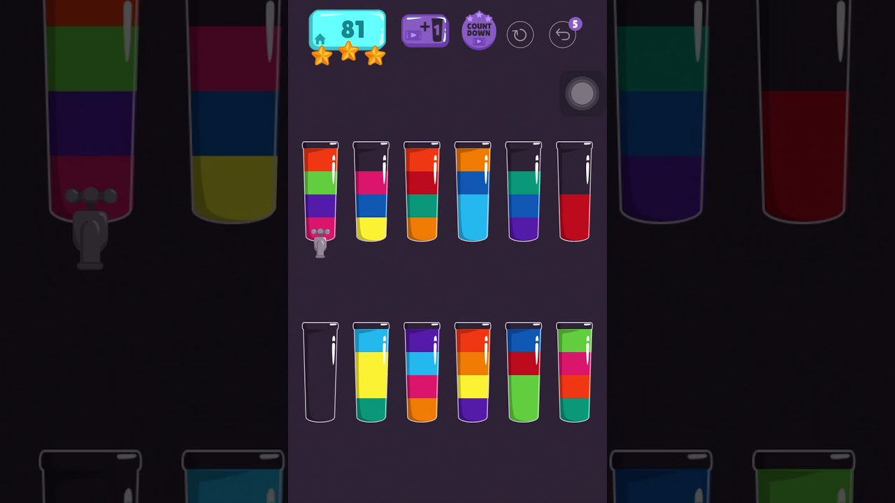 Cups - water sort puzzle | level 81 | ⭐️⭐️⭐️