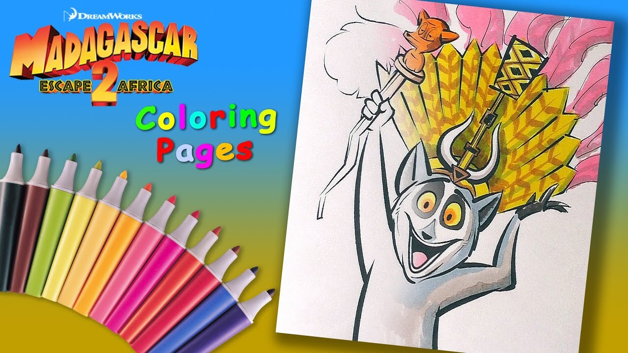 Madagascar Coloring Pages For Kids. How to Coloring King Julien. Coloring Book for Children