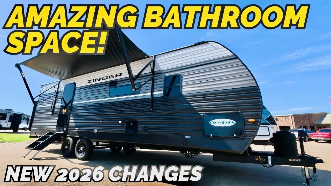 The bathroom is IMPRESSIVE in this camper! Plus flexible seating! 2026 CrossRoads Zinger 280RB RV
