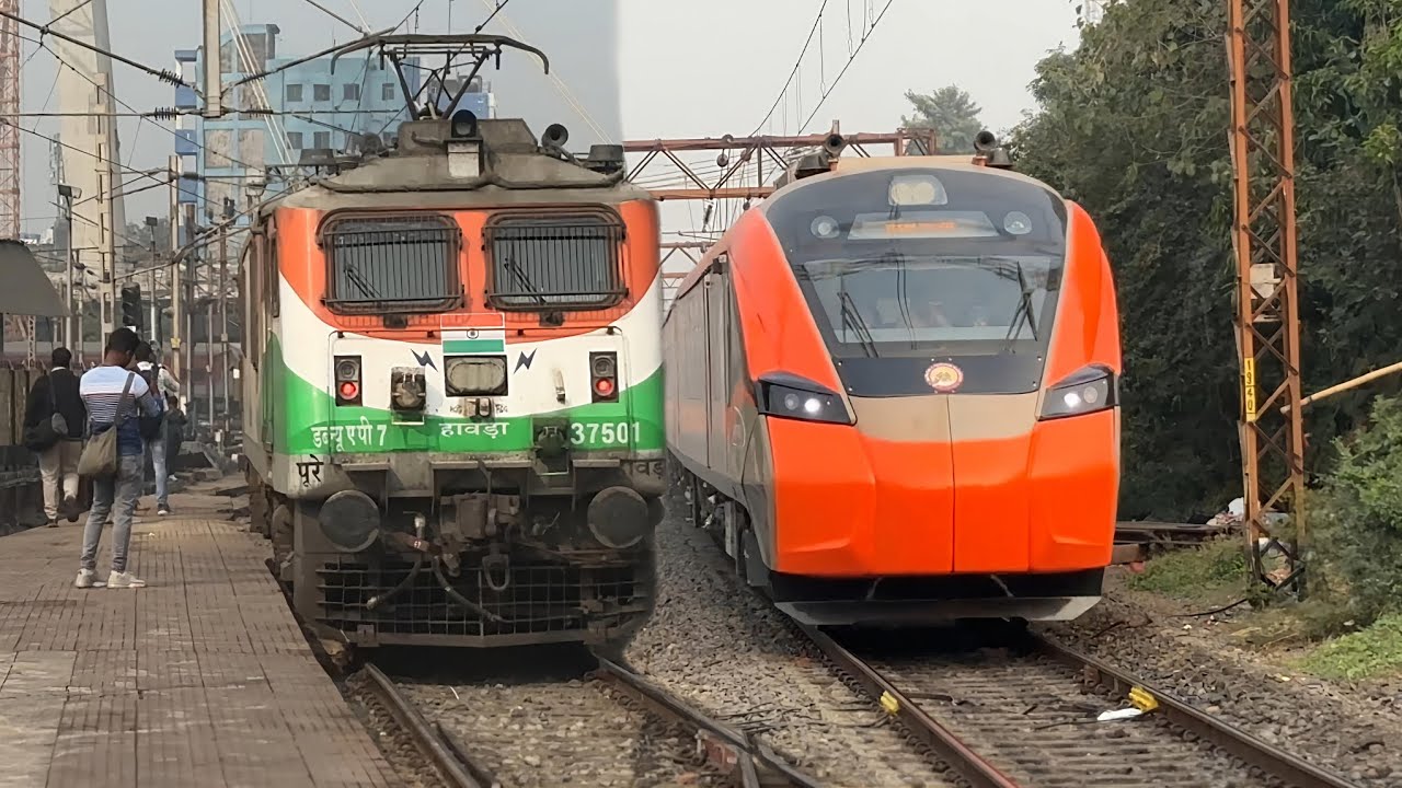 Vande Bharat Sleeper+Tri-Colour Wap-7 Engine and Multiple EMU Train Sporting