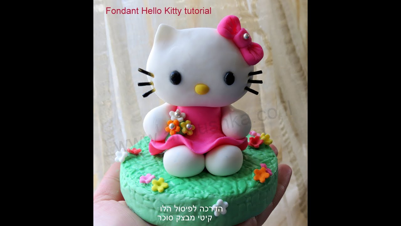 DIY How to do fondant Hello Kitty - Fondant Kitty tutorial