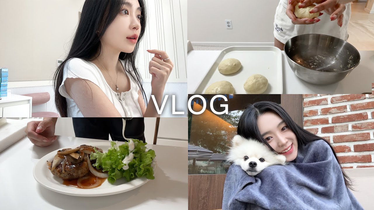 [VLOG] 투잡러의 정신 없는 일상｜집에서 함박 스테이크, 호떡 만들어 먹기🍘｜해외 여행 전 관리 받기(피부,필러,보톡스 시술)｜댕댕이들하고 도시 데이트｜친구들하고 축구 보기