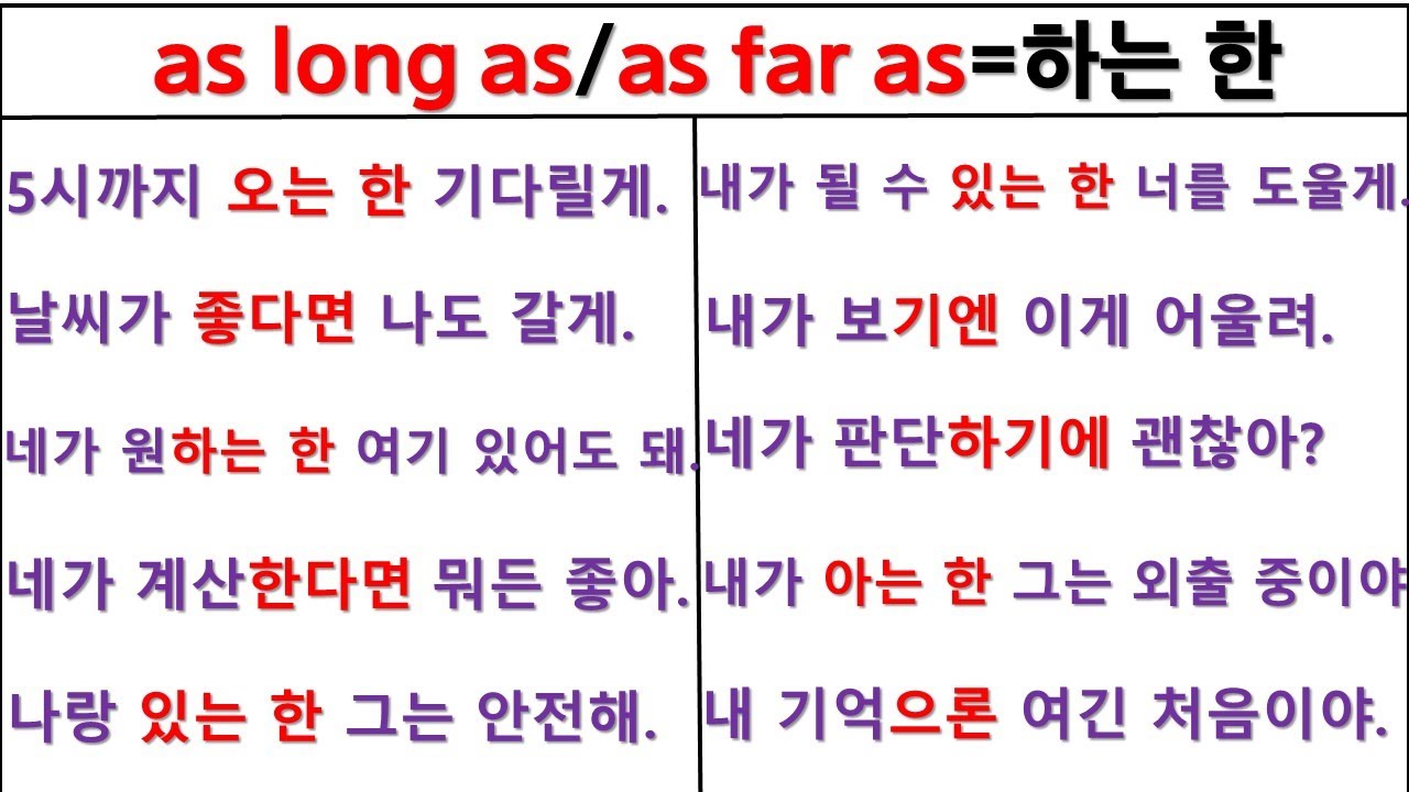뉘앙스로 영작하기 (18일 째) / as long as / as far as / 원어민 뉘앙스 구별하기