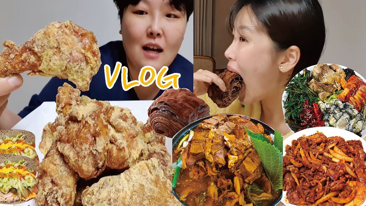 자취생 먹방 브이로그 (ft. 감자탕 보쌈 BBQ 치즐링 제육볶음 더티초코 떡만둣국 김장김치 서브웨이 샌드위치 피자빵 아우어베이커리 빵 ) Mukbang VLOG