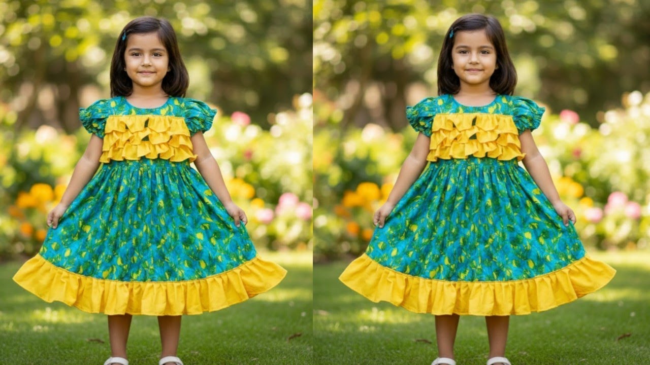 3/4 বছরের বেবি ফ্রক ডিজাইন কাটিং এবং সেলাই।। BABY FROCK DESIGN CUTTING AND STITCHING 