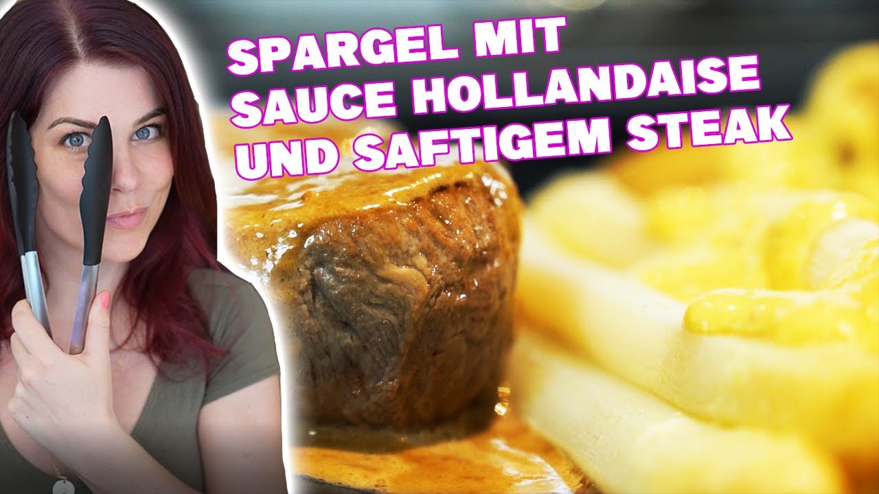 Mein LIEBLINGS ESSEN! Weißer Spargel mit Sauce Hollandaise und saftigem Steak!