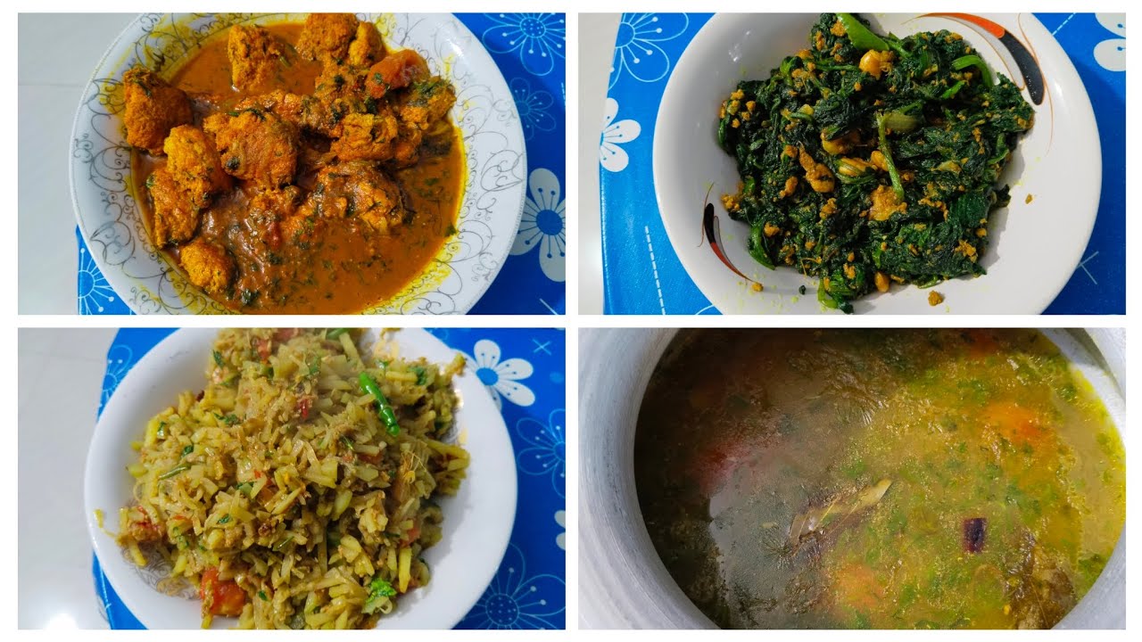 চিংড়ি মাছ দিয়ে পালং শাক লাউ আলু দিয়ে ভাজি সাথে ডাল 😋🥀 #dailyvlog #cooking #recipe #subscribe #like 