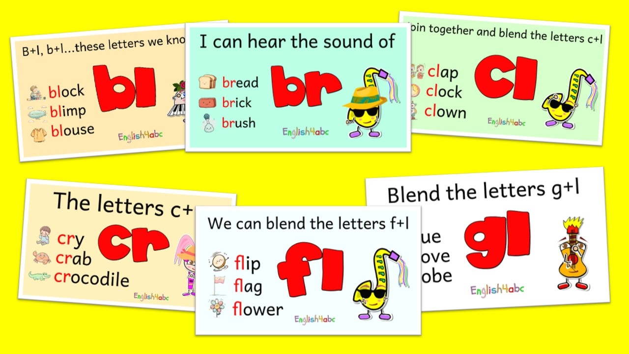 Consonant Blends Compilation | BL, BR, CL, CR, FL & GL | Phonics for Kids!