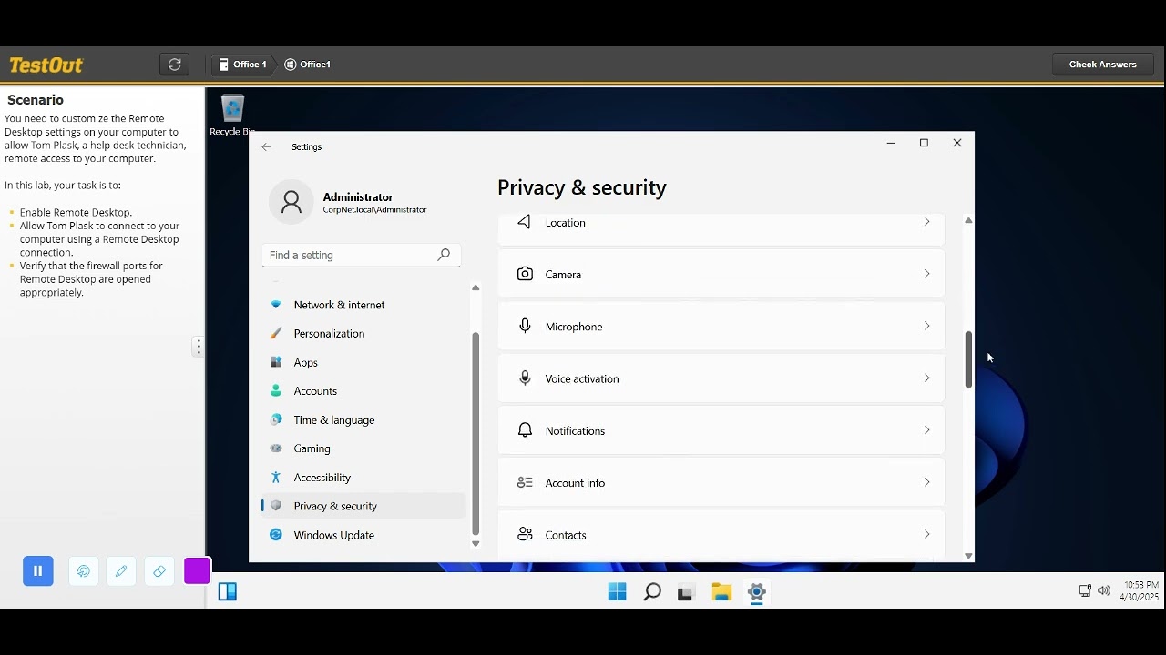 TestOut PC Pro 8.3.9 Configure Remote Services