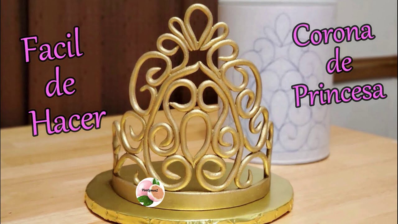 CORONA de PRINCESA en Fondant❤ SIN maquina SIN MOLDE FACIL de HACER