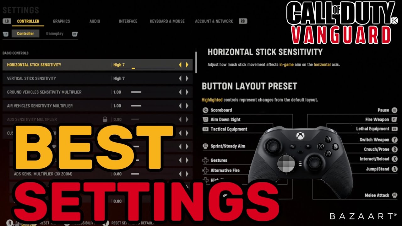 BEST CONTROLLER SETTINGS FOR CALL OF DUTY  VANGUARD!
