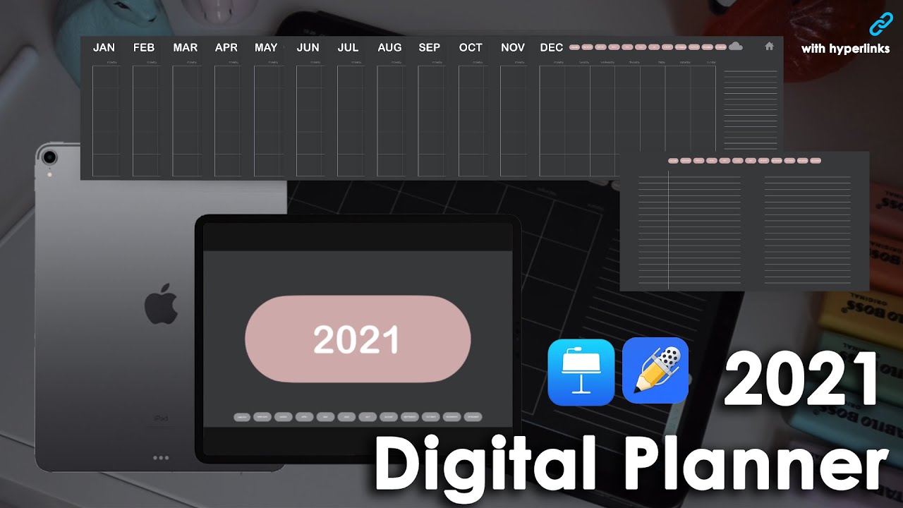 Digital Panner with hyperlinks | Dark Themed✏️ Using only keynote and notability🗒💻