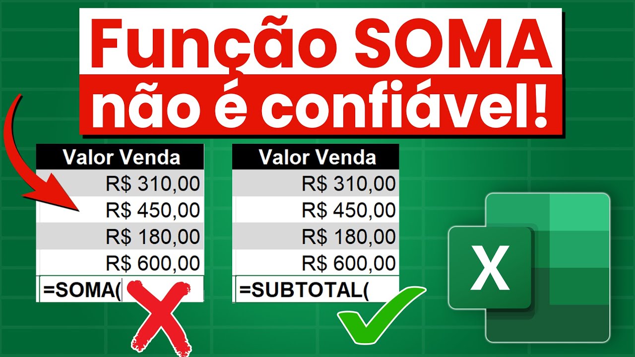O PODER da função SUBTOTAL no Excel! Some células visíveis e com filtro