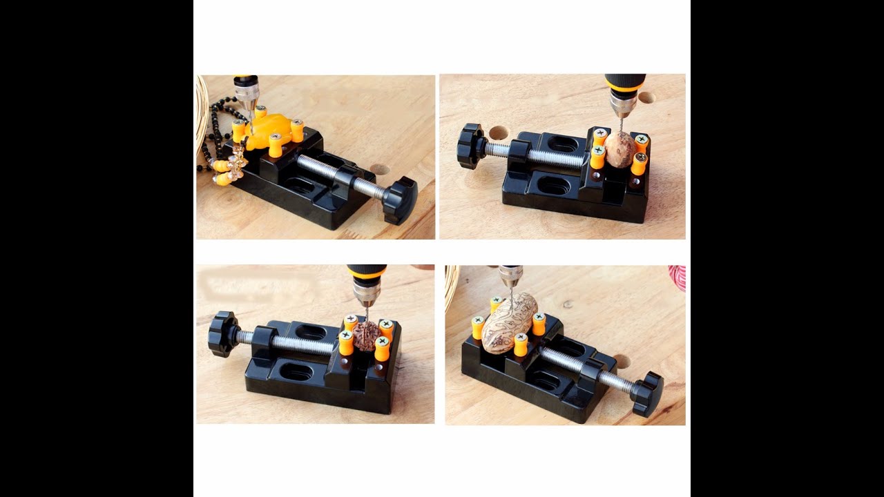 NIUPIKA Mini Clamp Table Bench Vice Pin Vise Hand Drill with 20 Pcs Twist Drill Bit for Jewelry DIY