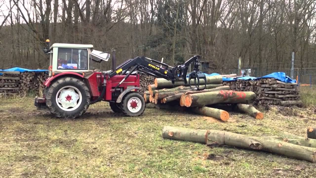 Holz machen mit Frontlader und Holzgreifer