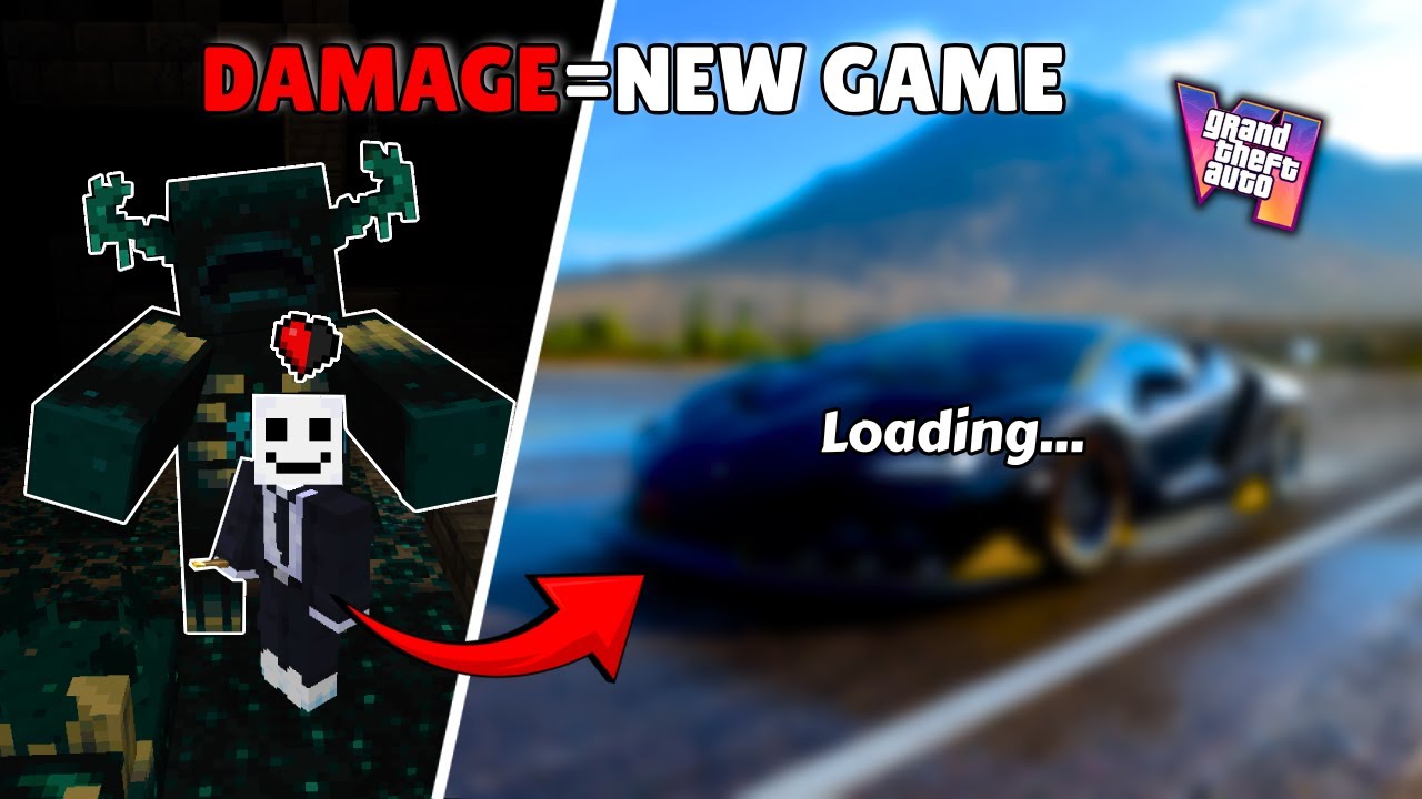 MINECRAFT, BUT IF I TAKE DAMAGE SWITCH GAMES