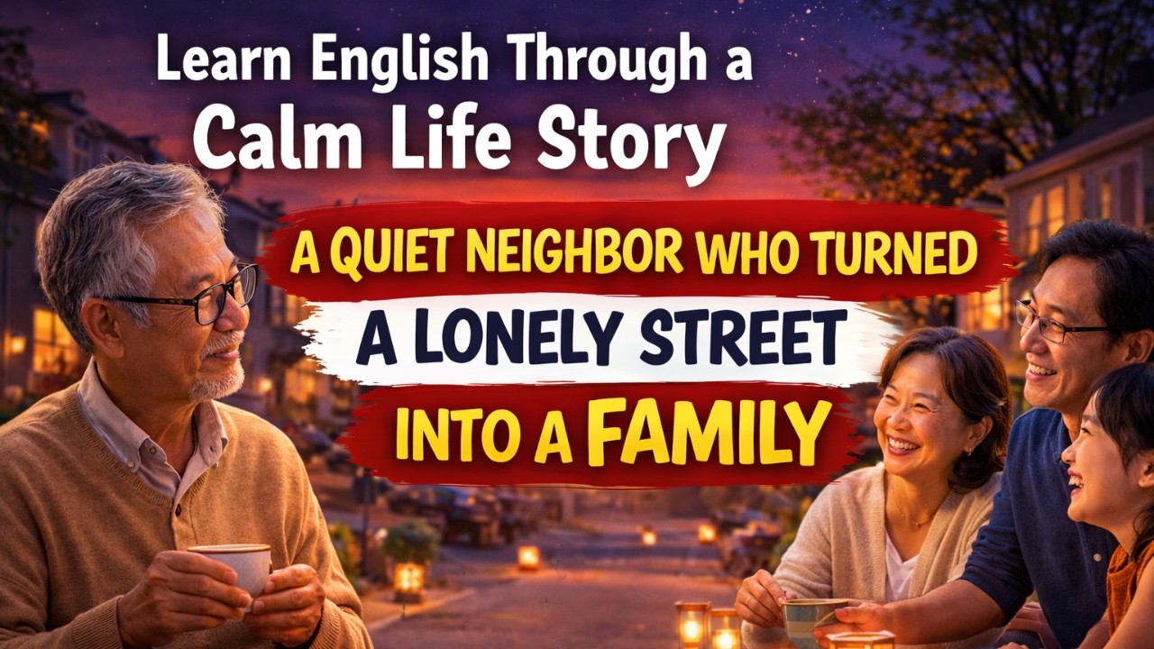Learn English Through a Calm Life Story — A Quiet Neighbor Who Turned a Lonely Street Into a Family