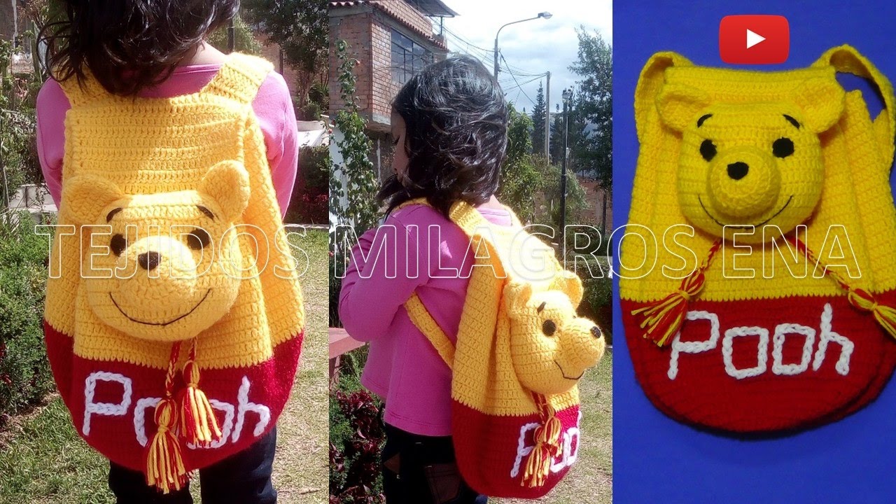 Mochila o Morral de WINNIE POOH tejido a crochet o ganchillo PARTE 1