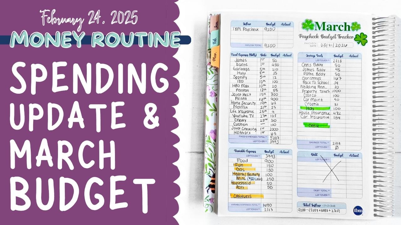 MONEY ROUTINE | March Paycheck Budget + Spending Update