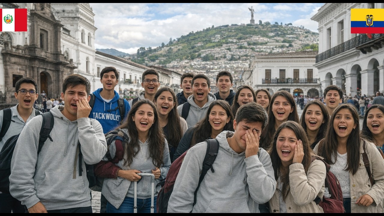 Alumnos peruanos lloran al ver civismo en Centro Histórico de Quito