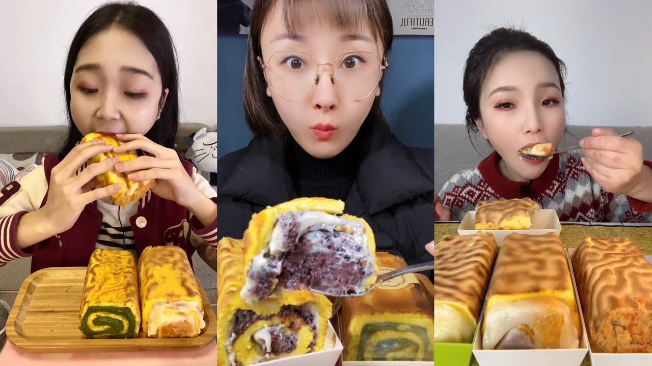ASMR TIGER SKIN ROLL CAKES Mukbang |먹방 | 饮食表演 | การแสดงการกิน| 食事ショー