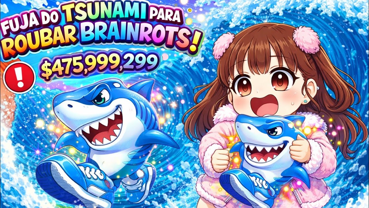 ⭐ PRIMEIRA VEZ fugindo do tsunami pra roubar BRAINROTS! DEU MUITO CAOS! 😱🌊🧠