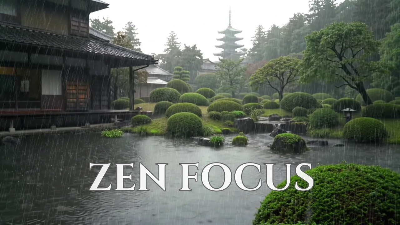🔴 Incredibly Peaceful Soft Rainfall at Foggy Temple Pond for Better Sleep and Focus 🧘