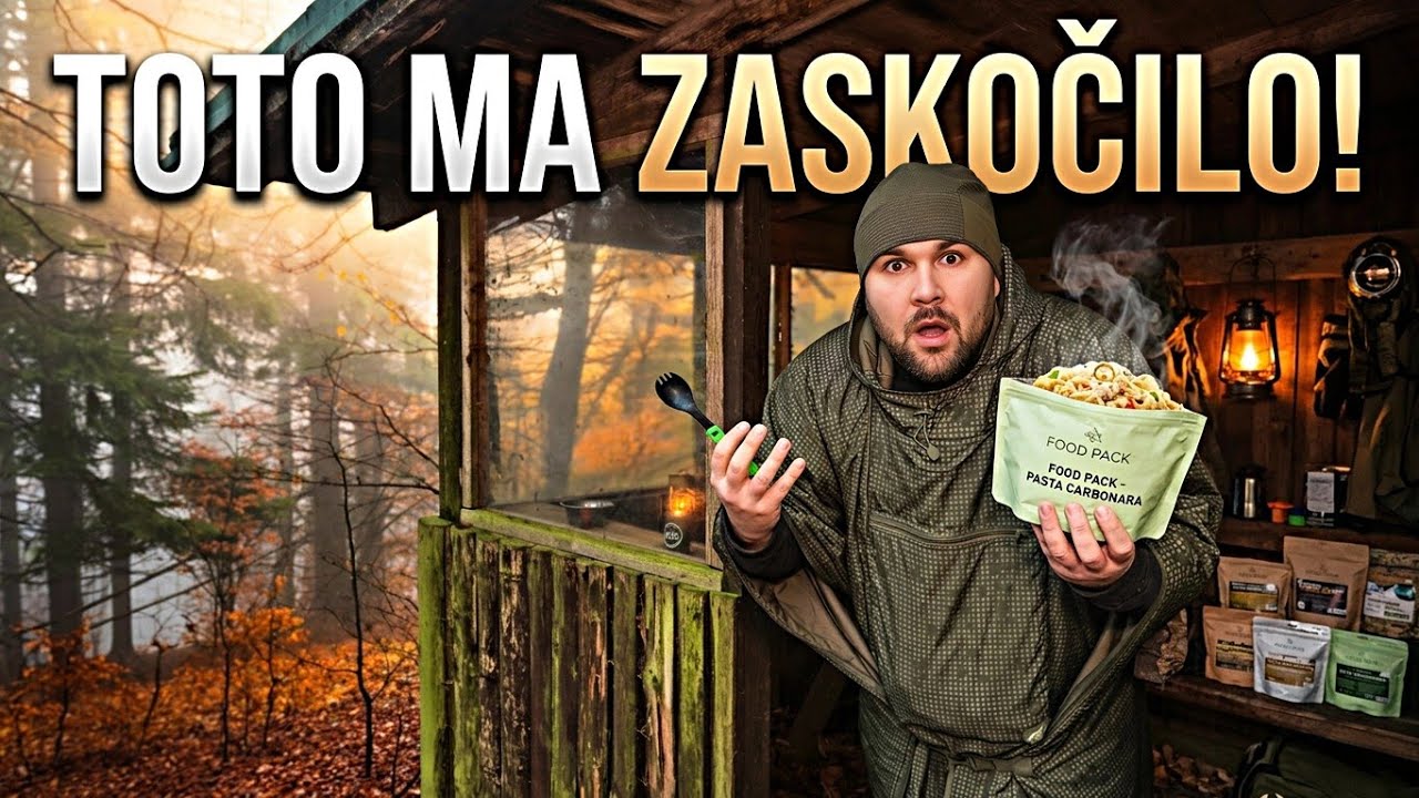 OPUSTENÉ LESNÉ CHATKY A TEST MRE PASTA CARBONARA: Dážď a Hmla v Krásnom Prostredí Prírody 