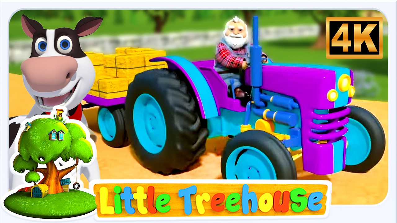 Learn Farm Animals with Wheels on the Tractor + More Vehicle Rhymes & Songs for Kids