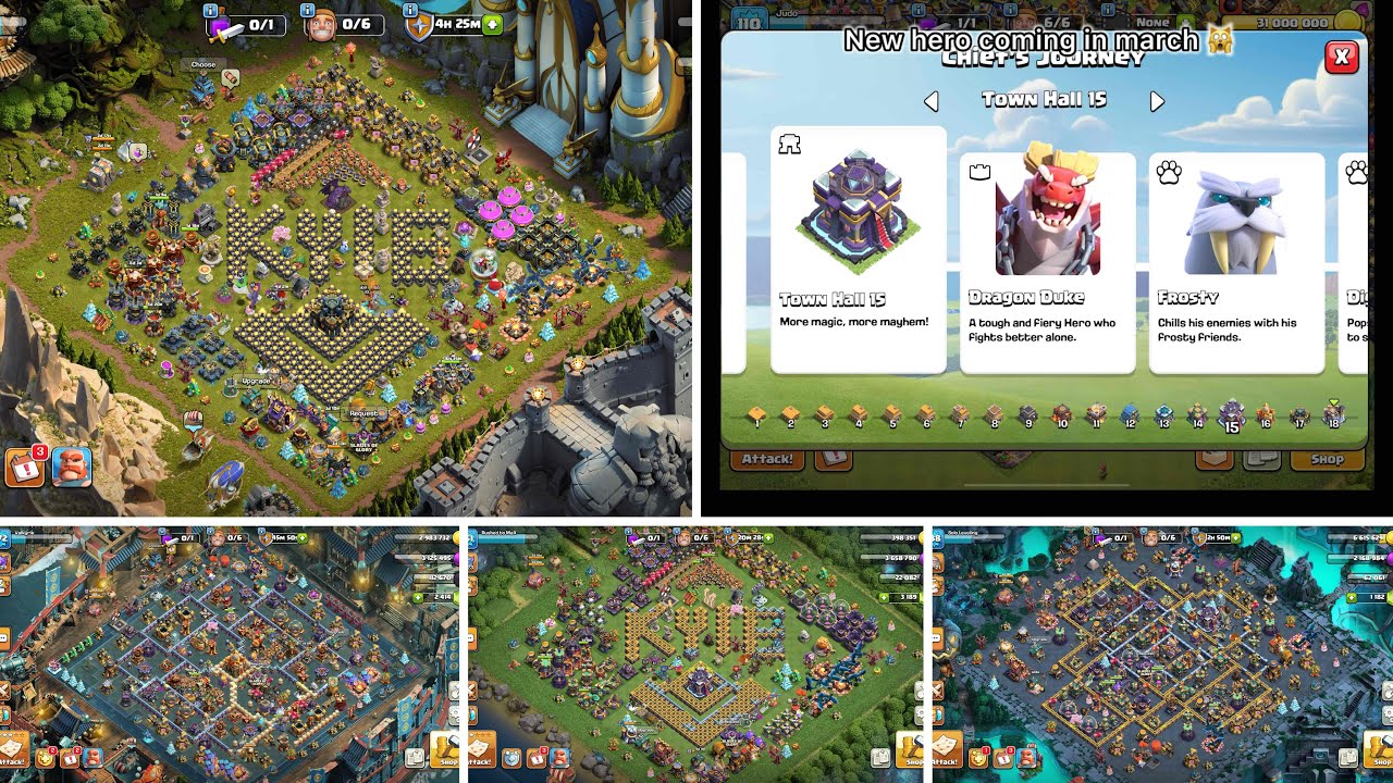 Episode 100 4 for 1 let’s play TH17,16,15 and 15 new hero coming march plus war attack 😸