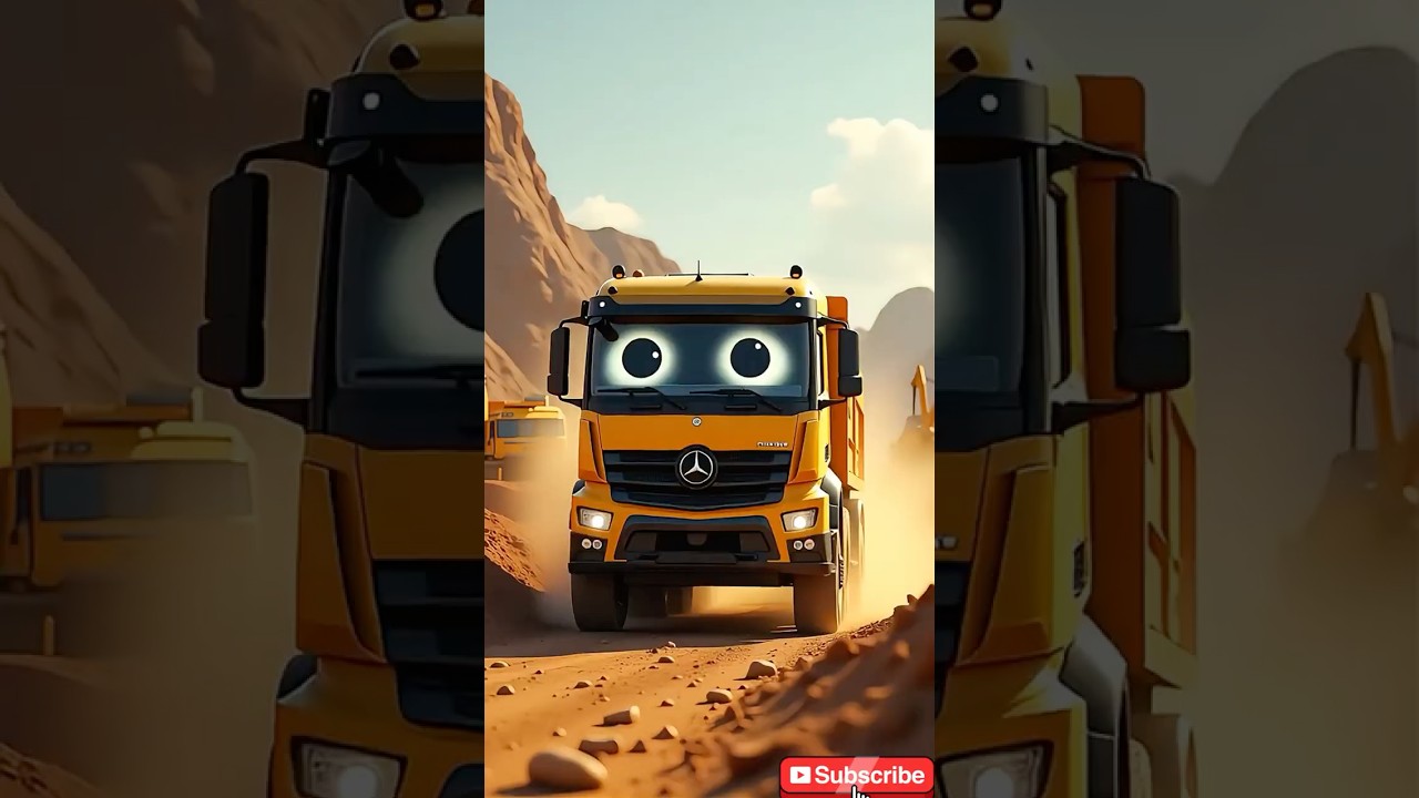 Bouncing Monster Truck with Giant Eyes &ndash; Scania, Mercedes-Benz #BouncingCars #MonsterTrucks