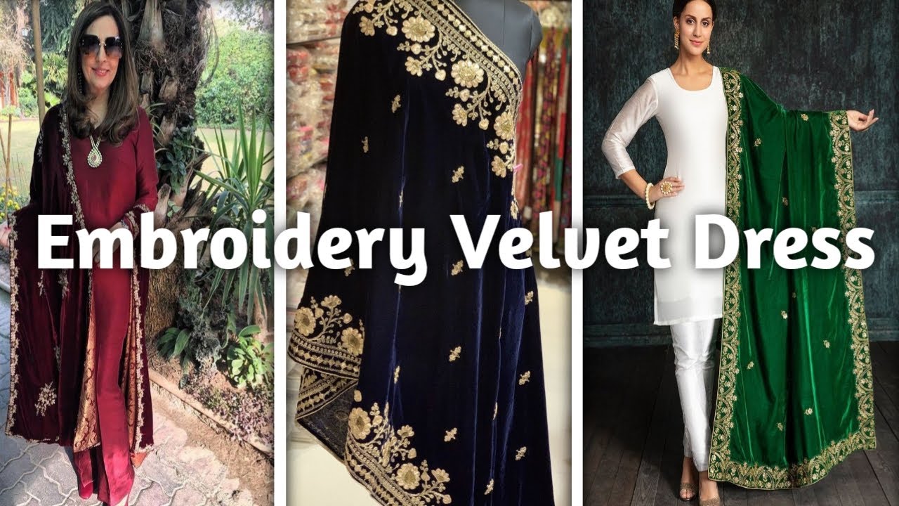 Attractive Velvet Embroidery Shawl Dupatta I Sharifa Fashion