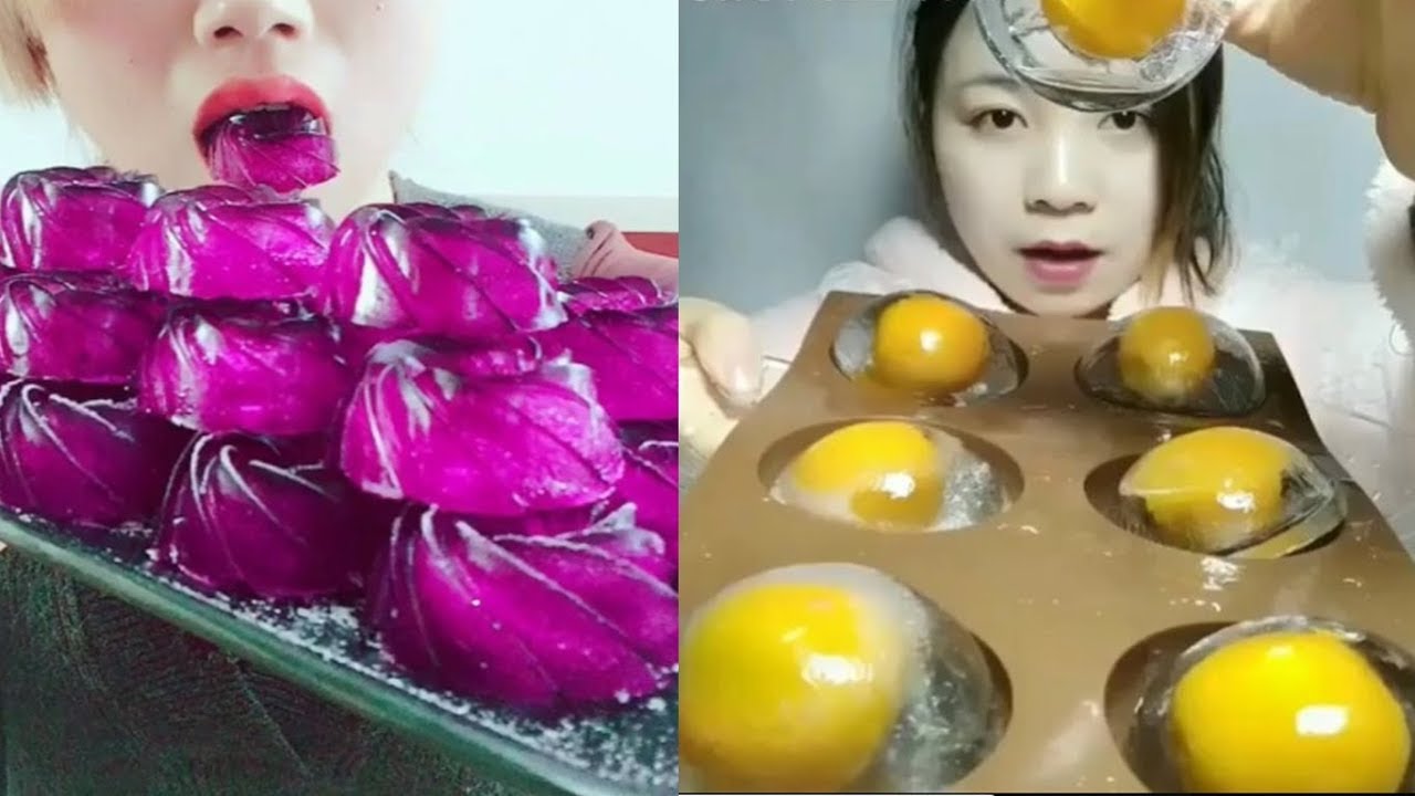 Creative Ice Eating and Drinking Filled with Juices (NO TALKING) #2