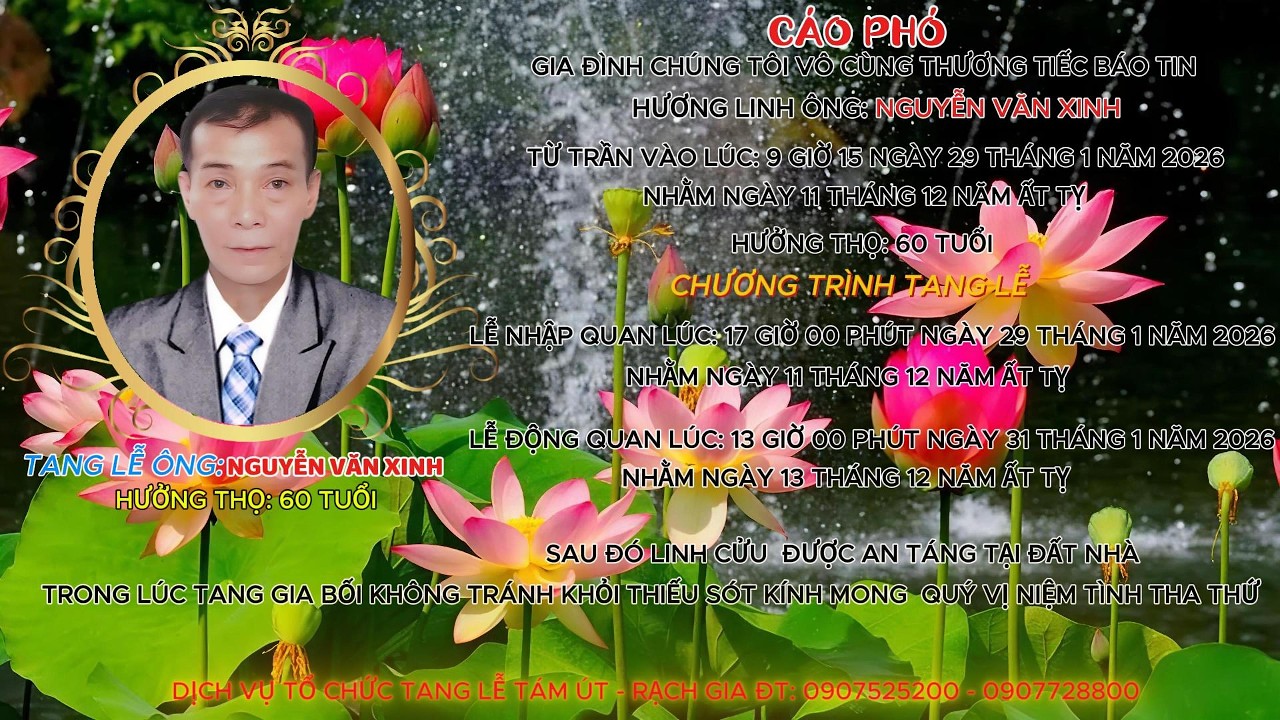 TANG LỄ 6NG NGUYỄN VĂN XINH, 6O TUỔI