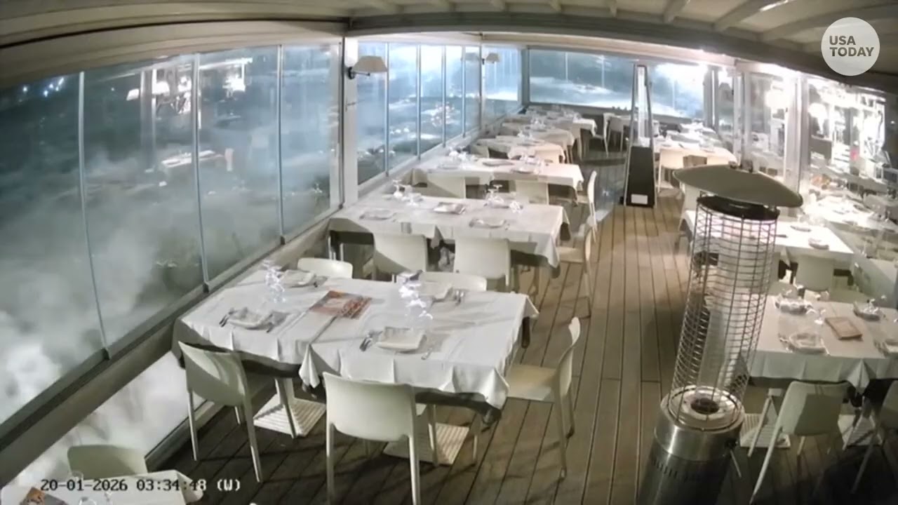 Cyclone Harry hits Italy: Storm surge crashes and floods restaurant in Sicily
