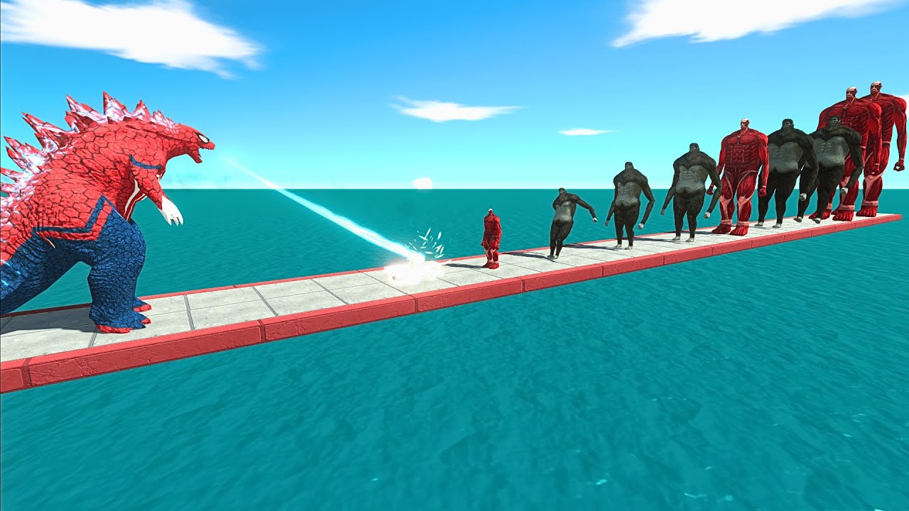 SPIDERMAN TEAM VS 10 Levels of Beast Titan and Colossal Titan - Animal Revolt Battle Simulator