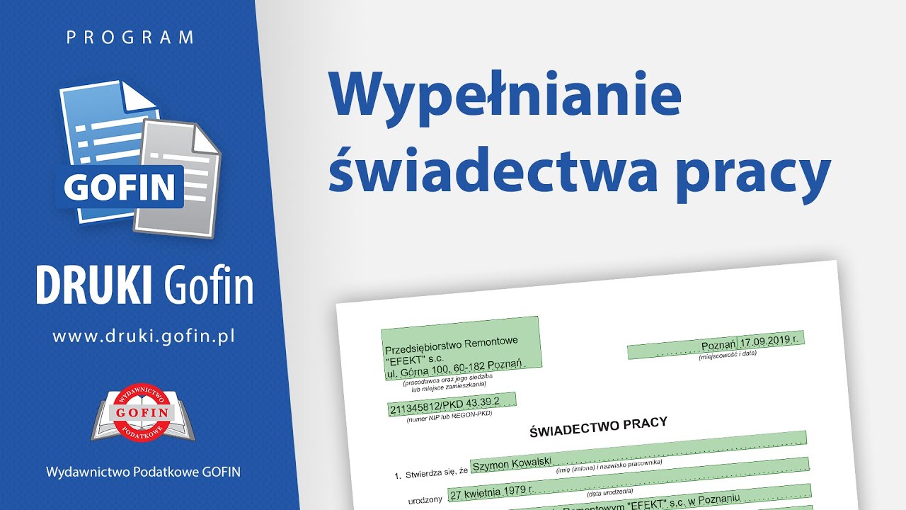 Wypełnianie świadectwa pracy