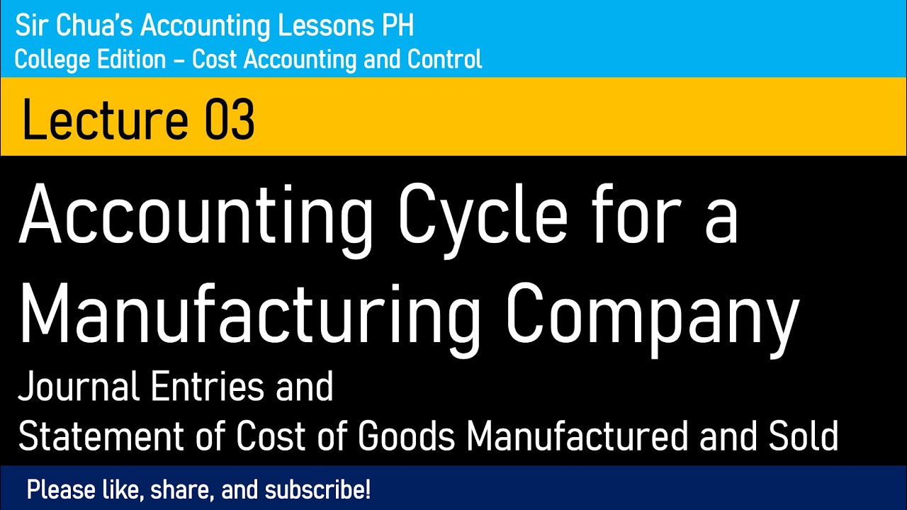 [Cost Accounting and Control] Lecture 03 - Manufacturing Journal Entries [Tagalog]